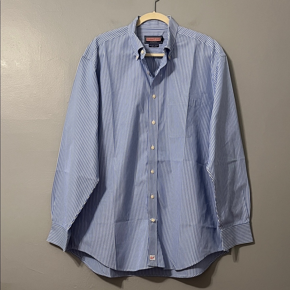 Vineyard Vines Light Blue and White Striped Button-Down Shirt